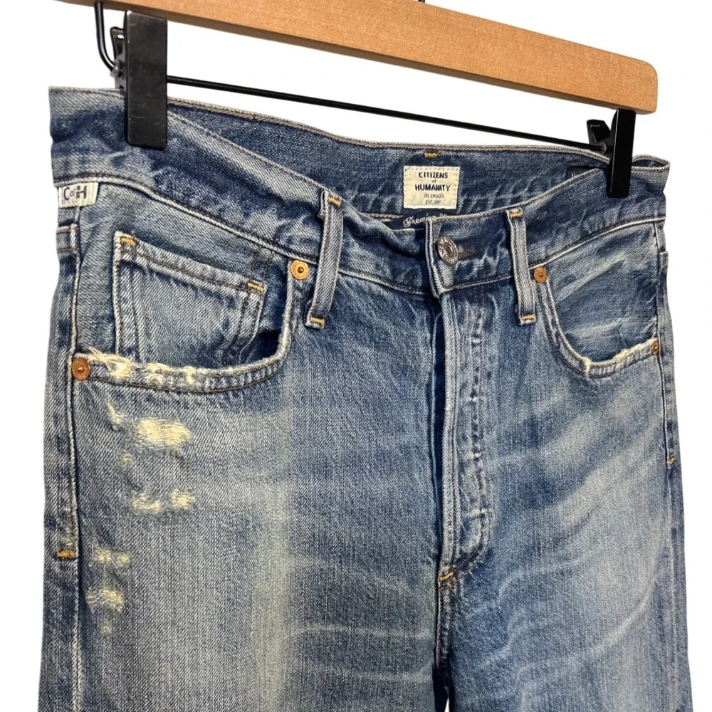 Citizens of Humanity Liya High Rise Studded Jeans Distressed Blue‎ Denim Women